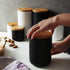 Ceramics Food Storage Jar with Airtight Seal Bamboo Lid, Simple Kitchen Canister for Coffee, Sugar, Tea