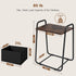 Rustic Brown Metal Frame Nightstand - Small Side Table with Fabric Storage Basket and Handle - Ideal for Bedroom