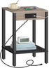 HOOBRO Side Table with Charging Station, End Table with USB Ports and