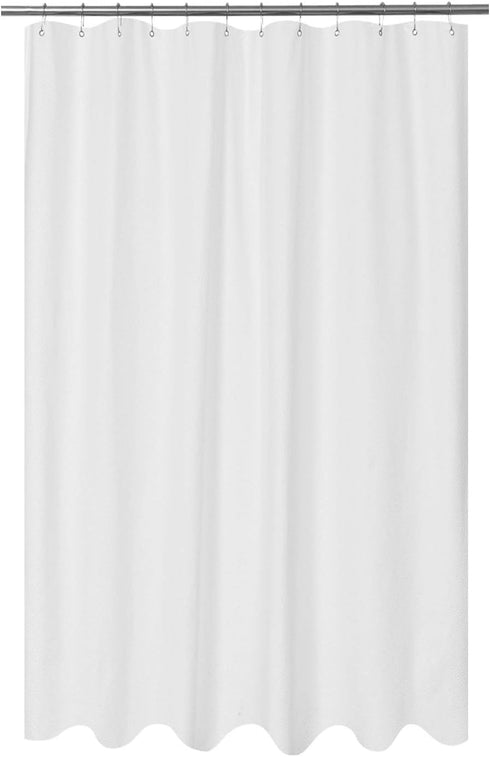 Mrs Awesome Embossed Microfiber Extra Long Shower Curtain Liner, 71 x 84 inches, Soft Fabric, Washable, White