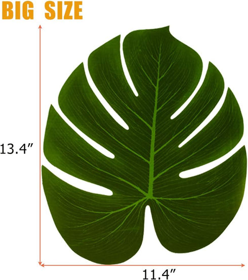 Hopeak Artificial Palm Leaves - 24 Pieces Large Leaves for Hawaiian Luau Party Decorations