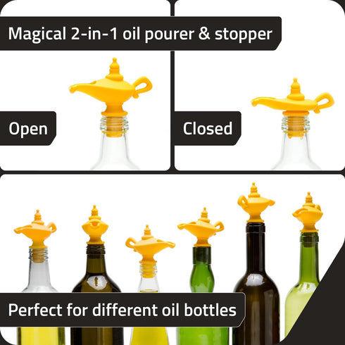 Peleg Design Oiladdin Oil Pourer and Stopper, Silicone Spout for Olive Oil, Yellow, 8x9x4.5 cm