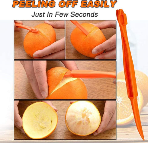 Orange Peeler Tools, Plastic Citrus Remover for Easy Open Lemon Peel Cutter, Kitchen Gadgets (Orange 2 Pack)