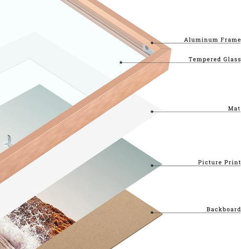 Frametory 8x10 Metal Picture Frame with Mat for 5x7 Picture, Aluminum Photo Frame Collection in Rose Gold