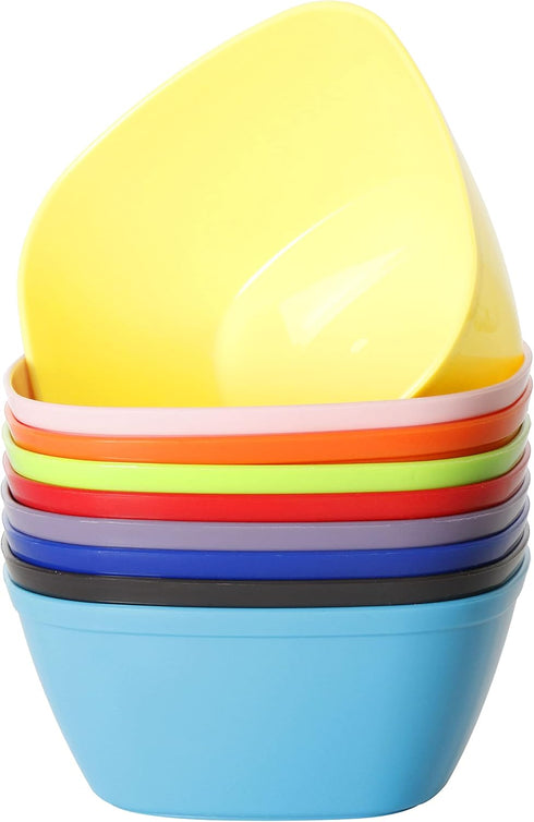 Youngever 9 Pack 12 Ounce Plastic Snack Bowls, Kids Plastic Bowls Set of 9 in Rainbow Colors