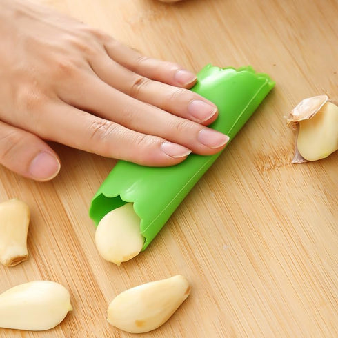 Garlic Press Rocker, Portable Manual Stainless Steel Garlic Press Rocker Crusher Masher with Garlic Peeling Drum