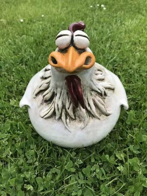 Funny Farm Chickens Statues,Cute Chicken Fence Decoration,Resin Chickens Decor,Outdoor Real Animal Statue,Chicken