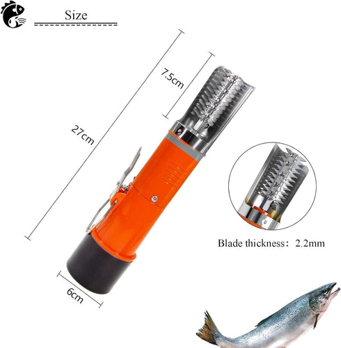 Powerful Electric Fish Scraper, Cordless Fish Scaler Cleaner, Automatic Fish Scale Remover with Manual Scaler