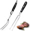 CHENGU 2 Pieces Carving Fork for Meat, 12 Inch Kitchen Stainless Steel Serving Cooking Fork with Wood Handle
