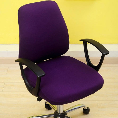 Computer Office Chair Cover, Split Protective & Stretchable Rotating Armchair Slipcover, Washable Dining Chairs Covers (Purple) by Yangshine