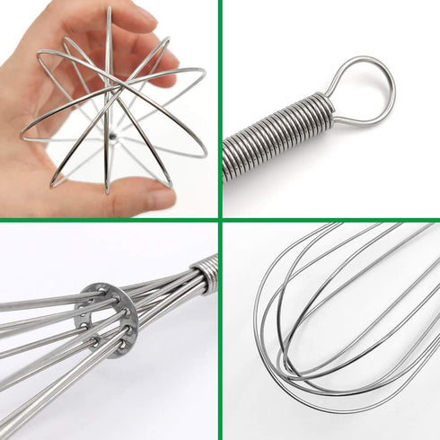 Stainless Steel Whisk Set - 8", 10", 12" Thin Handle Balloon Wire Whisks for Cooking, Baking, Mixing, Beating