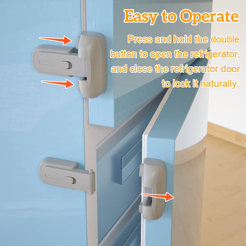 SAFELON 2 Pcs Child Proof Baby Safety Fridge Lock, Protect Refrigerators with Damaged Sealing Strips (Grey)
