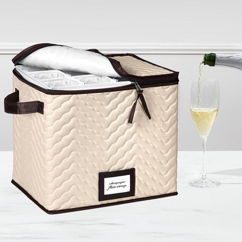Hold N Storage Wine Glass Storage Set of 2, Each Holds 12 Champagne Flute Glasses Up to 11" H