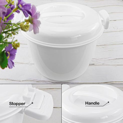DOERDO Round Microwave Rice Cooker Pot, 7.8x6.1 Inch Microwave Cookware for Cooking Rice, Chicken, Pasta, and Steaming