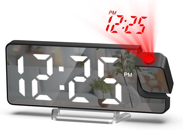 AMIR Projection Alarm Clock for Bedroom, 7.9 in Display LED Alarm Clock with 180 Rotatable Projector, Snooze
