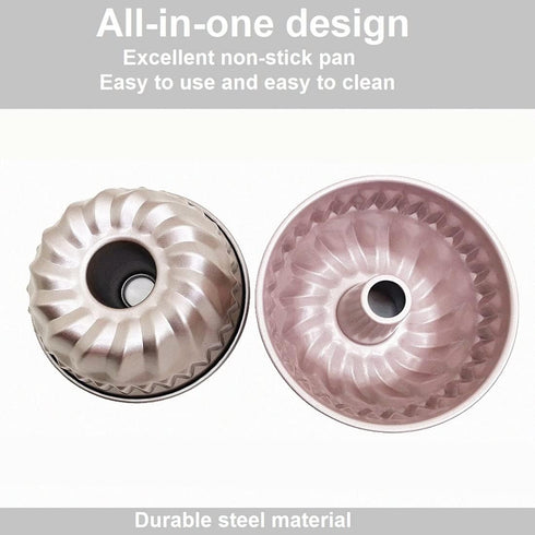 4Pcs Nonstick Mini Bundt Cake Pan, Baking Kugelhopf Bread Muffin Mold for Oven and Instant Pot