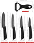 Ceramic Knife Set with Protective Cover, 4-Piece Kitchen Knife Set & 1 Peeler for Meat, Fruit, Vegetables