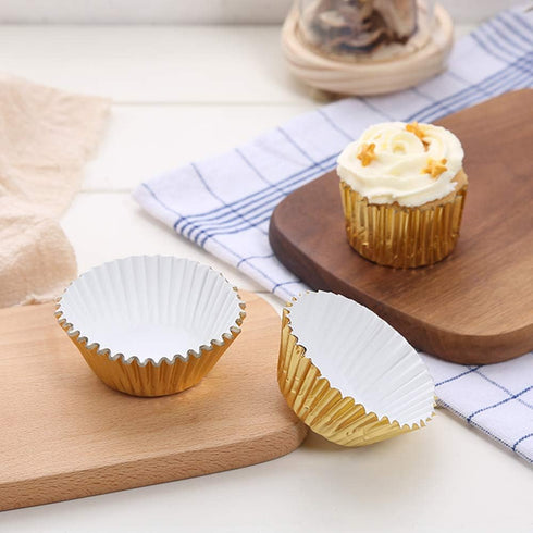 Gold Cupcake Liners,GOLF Standard Size Gold Foil Cupcake Liners Wrappers Metallic Baking Cups,Muffin Paper Cases, 100 Pack by GOLF
