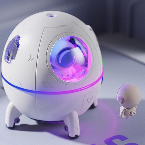 Space Capsule Humidifier, 220ml USB Ultrasonic Cool Mist with 7 Colors Light for Home Office Car (White)