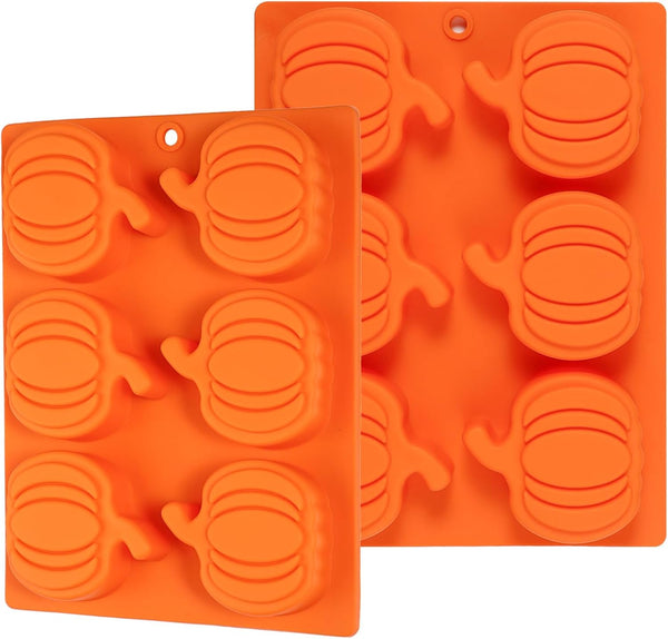 Webake Pumpkin Cake Molds, 6-Cavity Silicone Pumpkin Cake Pan for Baking Cupcake Chocolate, Pack of 2