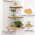 7inch Corner Shelf, Solid Oak Wood Floating Corner Shelf Wall Mount Round End Floating Speaker Shelves with Wire Hole