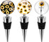 Soleebee 3 Pack Decorative Wine Stoppers, Art Glass Bottle Stoppers for Gifts, Bar, Holiday Party, Wedding (Sunflower)