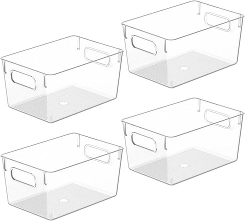 Clear Plastic Storage Bins, Pantry Organizers and Storage Containers for Kitchen, Bathroom, Freezer, Refrigerator