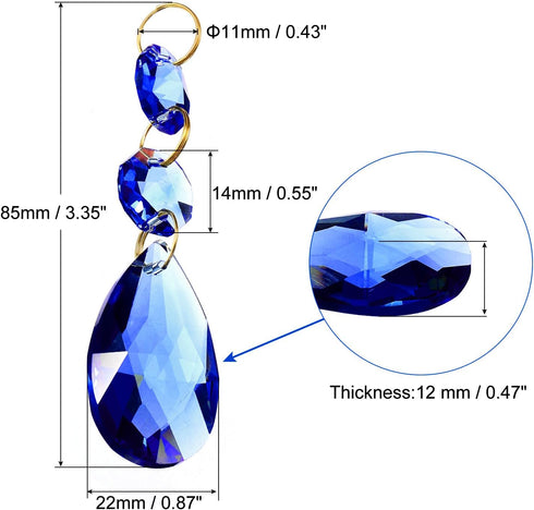 5 Pack 38mm 14mm PATIKIL Clear Crystal Teardrop, Chandelier Prisms Parts Hanging Beads with Octagonal Bead
