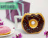 Ceramic Donut Mug - Chocolate Glaze Doughnut Mug with Sprinkles, "MMM... Donuts!" Quote, Large 14 oz Size, Brown