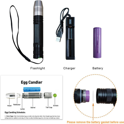 Powerful Professional LED Light Egg Candler Incubator Stainless Steel Tester for All Egg Type, Ultra Bright, Powered