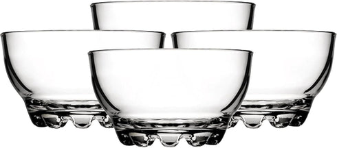 BOHEM'S Clear Glass Bowls Set of 4, 9.5 oz Small Serving Bowls for Dessert, Snack, Cereal, Fruit, Ice Cream