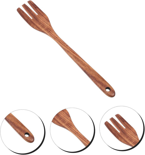 Wooden Fork for Stirring, Serving, and Cooking - Camping Utensils, Spaghetti, Fruit Salad Fork, Wooden Kitchenware
