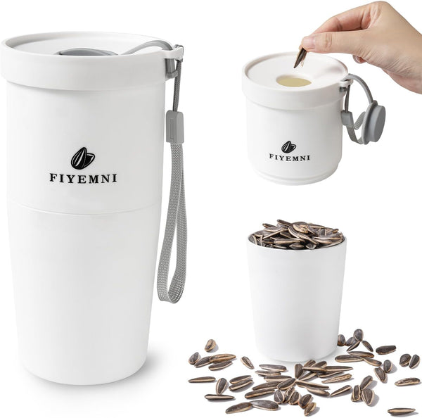 FIYEMNI Portable Sunflower Seed Cup with Seed Organizer and Shell Storage, Seed Snack