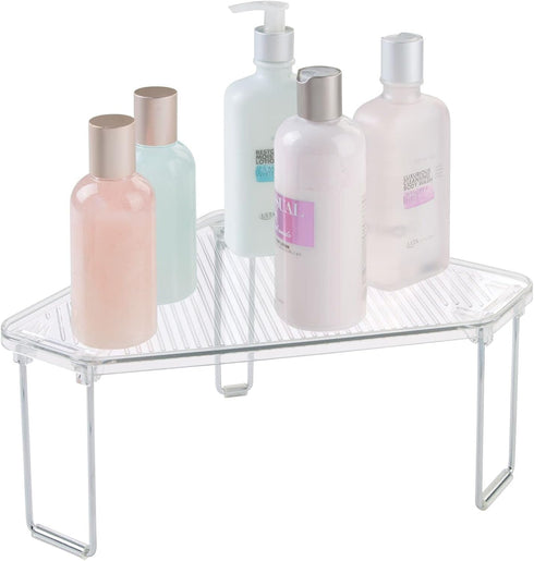 Countertop, 2 Pack mDesign Plastic/Steel Corner Stackable Rack, Storage Organizer Shelf for Bathroom, Vanity, Sink