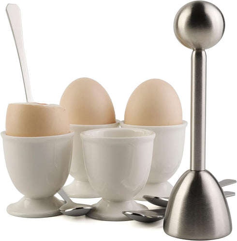 Egg Cracker Topper Set for Soft Hard Boiled Eggs Shell Removal Includes