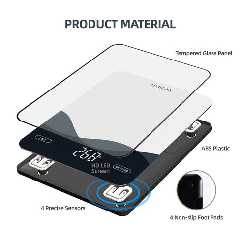 AIMILAR Food Scale, Chargeable LED Display 22lb Digital Kitchen Food Weight Scale for Baking and Cooking
