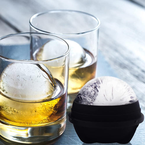 Ice Ball Molds Set of 4, Whiskey Ice Ball Maker Mold, Silicone Sphere Ice Molds with Built-in Funnel