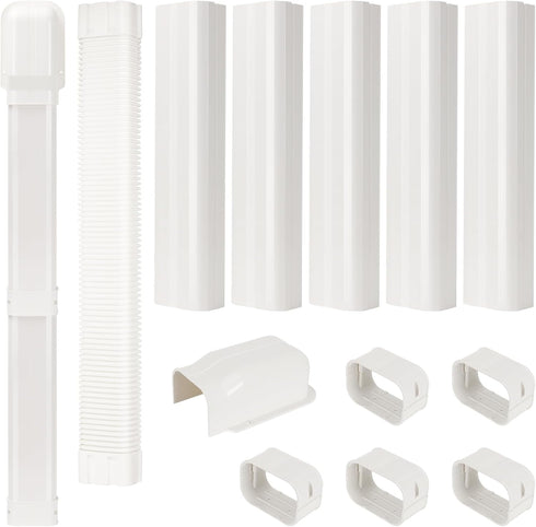 BEWAVE 9 Ft AC Line Cover Kit - 4" W Decorative PVC Tubing for Mini Split Air Conditioners and Heat Pumps