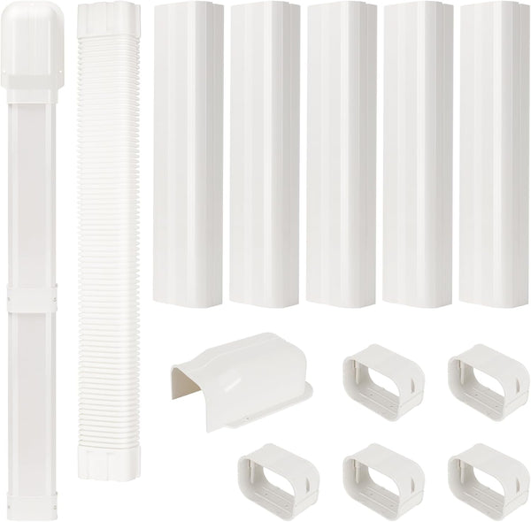 BEWAVE 9 Ft AC Line Cover Kit - 4" W Decorative PVC Tubing for Mini Split Air Conditioners and Heat Pumps