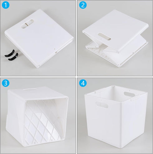 4-Pack Collapsible Plastic Storage Cube Bins, White Foldable Storage Bins