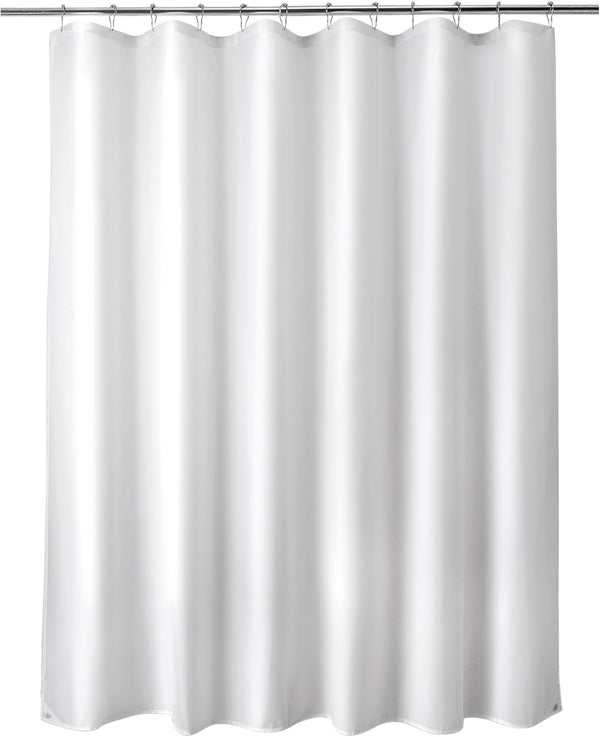 Titanker Washable Fabric Shower Curtain Liner, 72 x 65 Inches, White, Waterproof, Soft, Lightweight with 2 Magnets