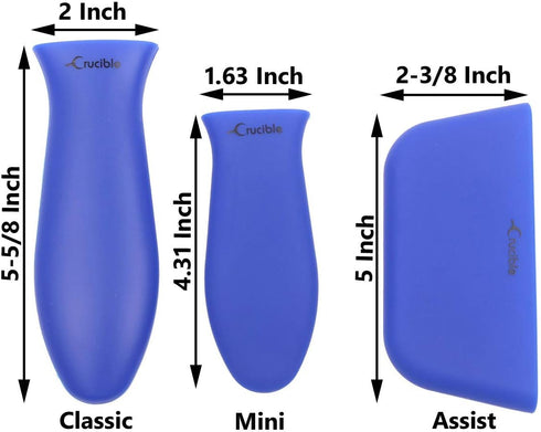 Silicone Hot Handle Holders, 3-Pack Mix (Blue)