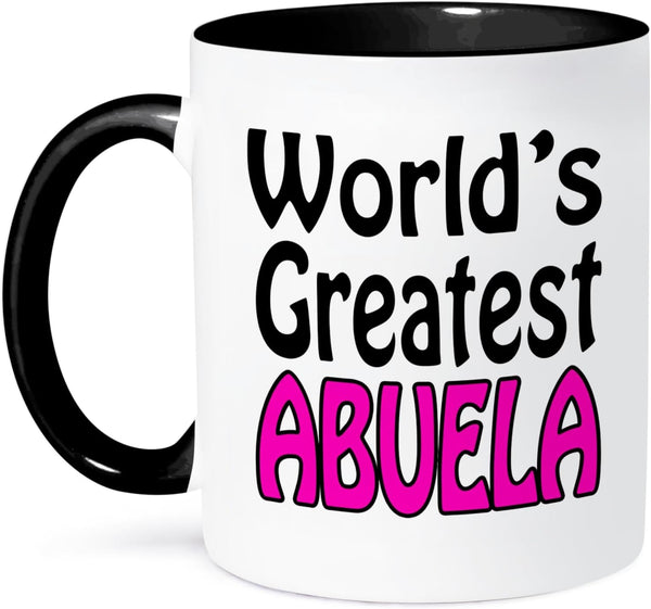 3dRose World s Greatest Abuela Mug, Pink, 11 oz, Black
