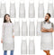 Dwrttow 12 Pack Bib Apron,White Aprons Bulk,Unisex Plain Bib Aprons with 2 Pockets,Blank