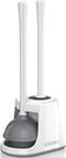 Heavy Duty Toilet Plunger and Brush Set, 2-in-1 Toilet Brush and Plunger Combo with Ventilated Holder, Bowl Brush for