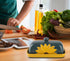 Butter Dish with Lid, Ceramic Sunflower Butter Keeper for Countertop, Large Covered Butter Tray, Farmhouse Butter Dish