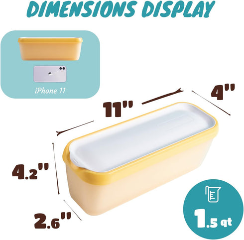 2 Pack (1.6 Frozen Ice Cream Tub Containers Quart Each), Reusable Freezer Storage Containers with Lids for Homemade