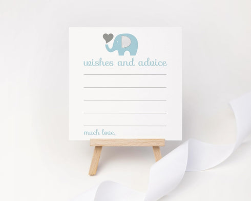 Blue Elephant Advice Cards - 25 Pack, Fun Baby Shower Game & Unique Guest Book Alternative
