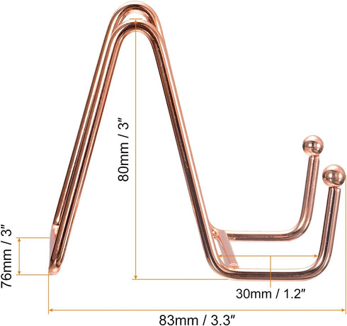 uxcell Plate Stand for Display, 3Pcs 3 Inch Iron Easel Plate Holder Display Stands Metal Decorative Plates for Picture Photo Book, Rose Gold