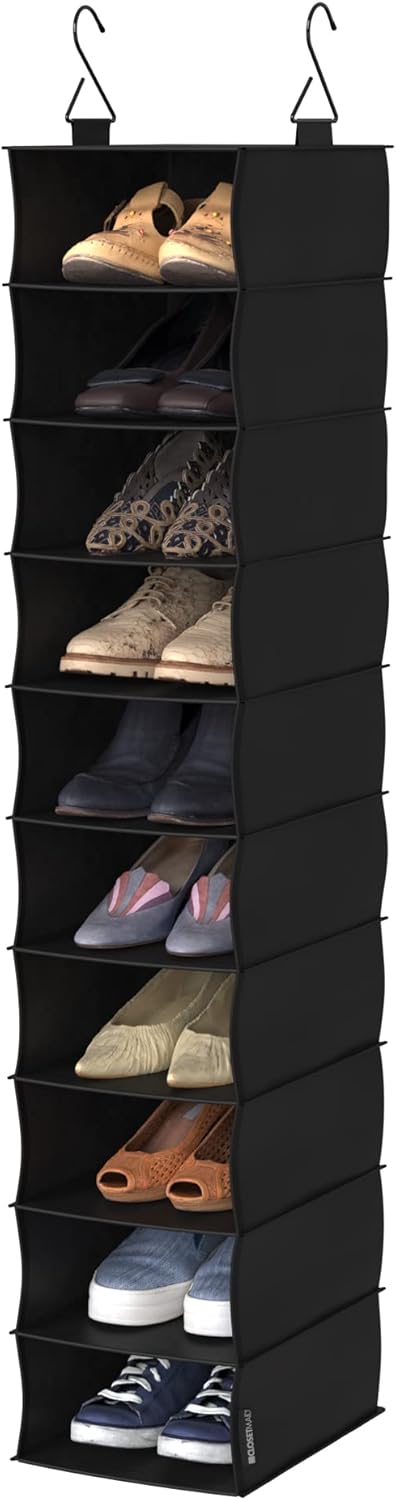 ClosetMaid 20502 10-Shelf Fabric Hanging Closet Organizer for Shoes, Hats, Handbags, Clothes